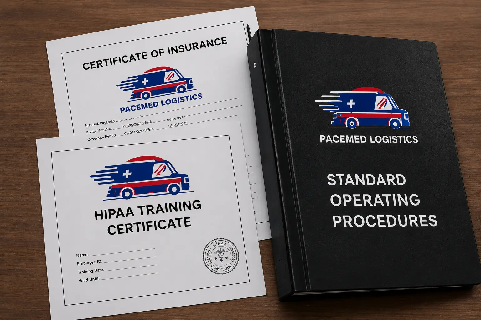Medical courier compliance documents and standard operating procedures
